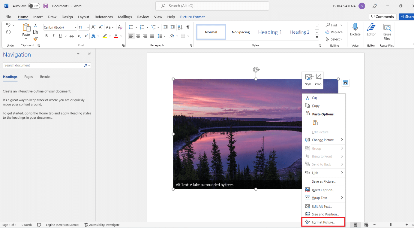 Format Picture option. how to make a picture black and white in paint windows 10