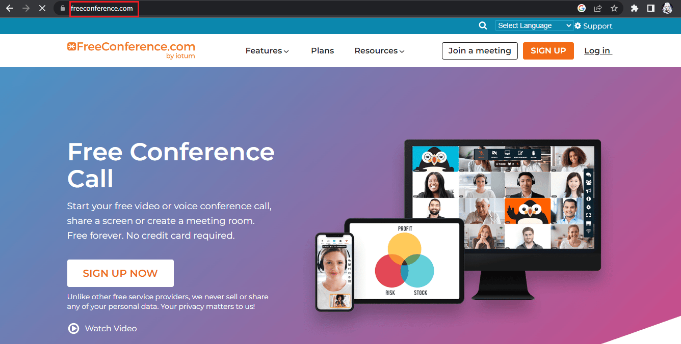 FreeConference home page