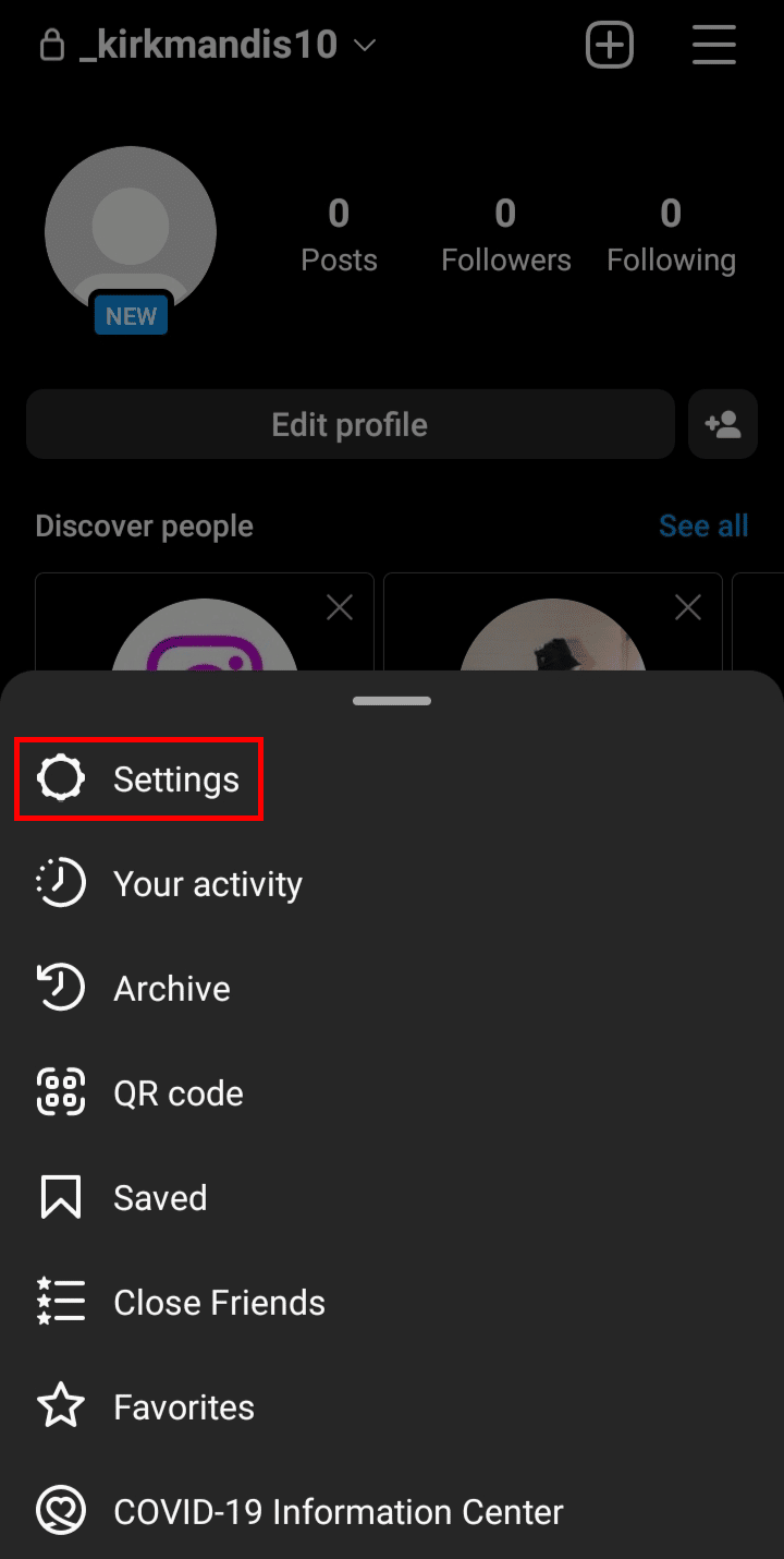 From the bottom navigation bar tap on Settings. | How to Delete Former Usernames on Instagram