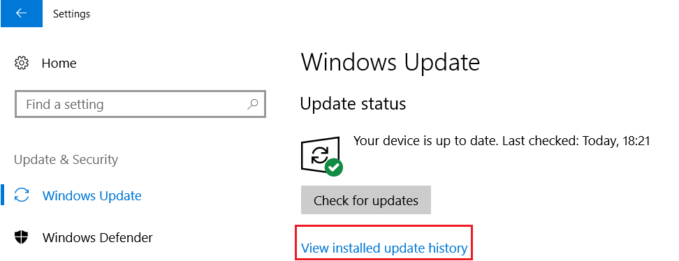 from the left hand side select Windows Update the click on View installed update history