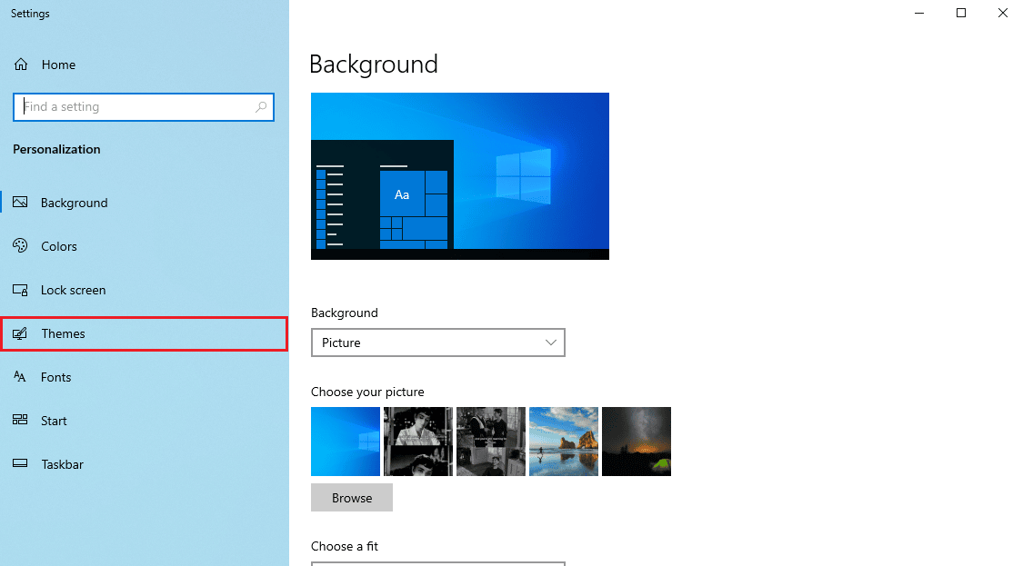 click on Themes. Fix Windows Cant Find One of the Files in This Theme