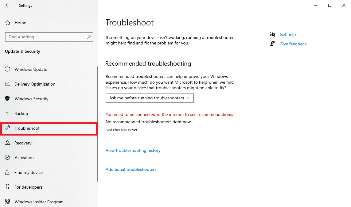 click on Troubleshoot menu. Fix This App Does Not Support the Contract Specified Error