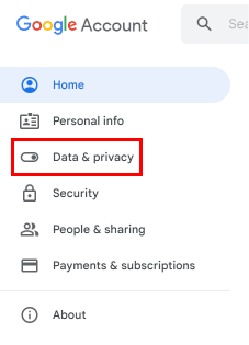 From the options on the left, click on Data & privacy. | disable Google Chat