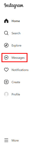 From the options on the left side of the screen click on Messages.