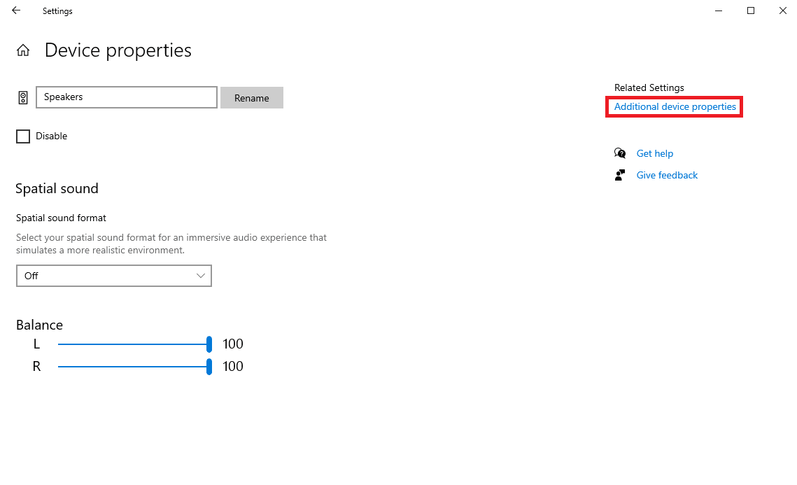 click on the Advanced device properties option