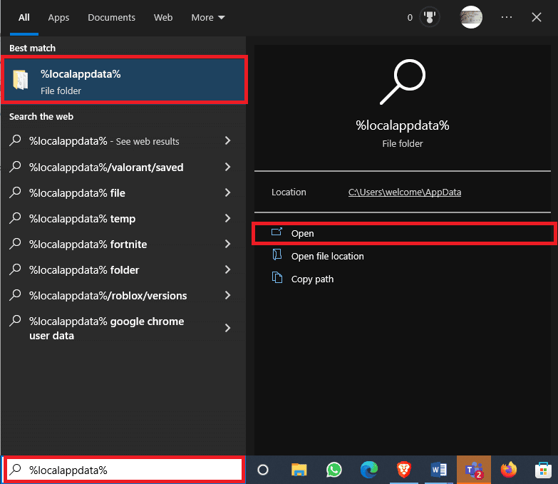 from the Start Menu search for %localappdata% folder and Open it. Fix issue in the origin web server and it has become unreachable