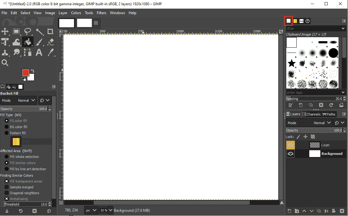 select the brush options. Fix GIMP Paintbrush Tool Not Working