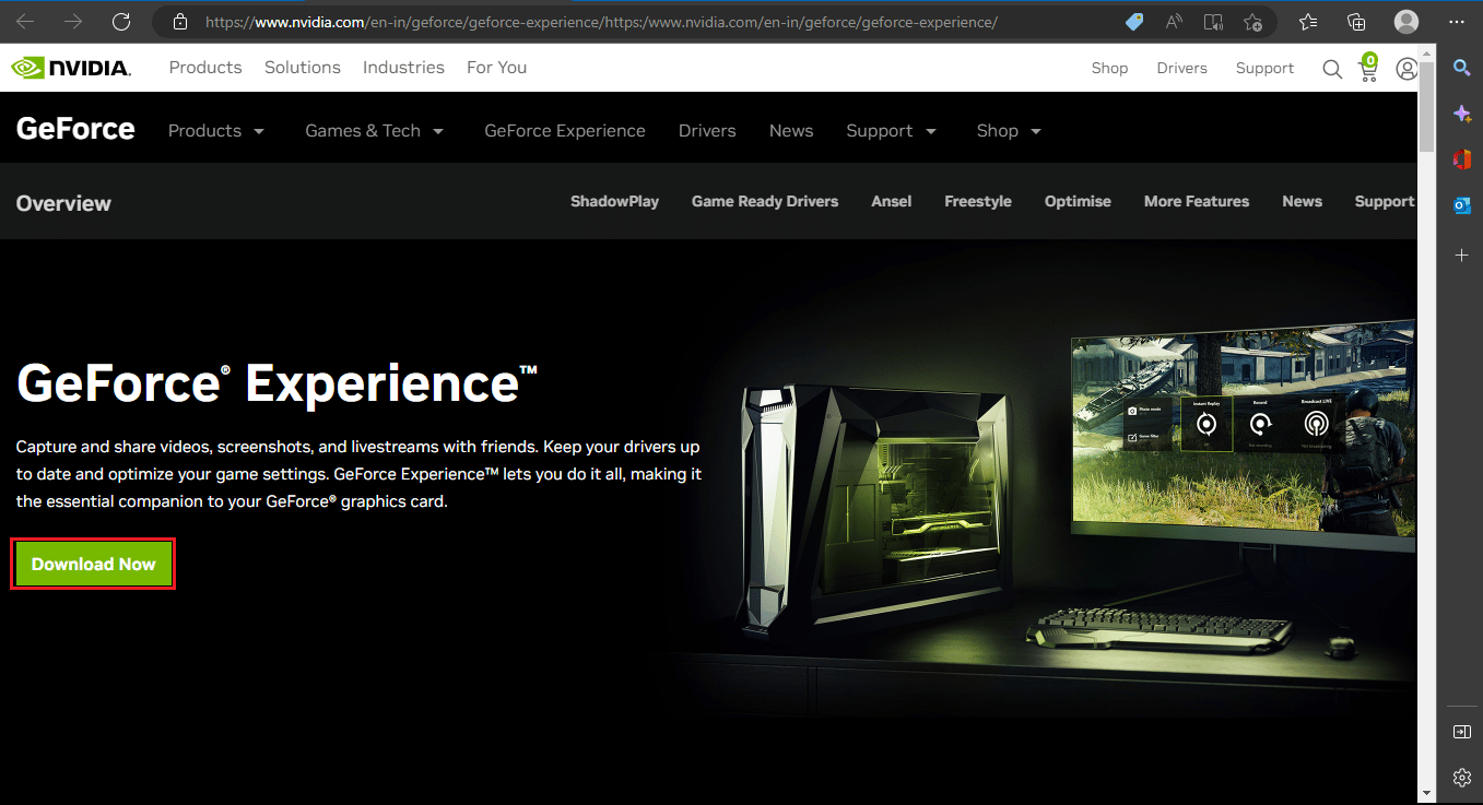 GeForce Experience download button