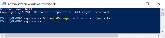 Generate the list of all the apps in Windows