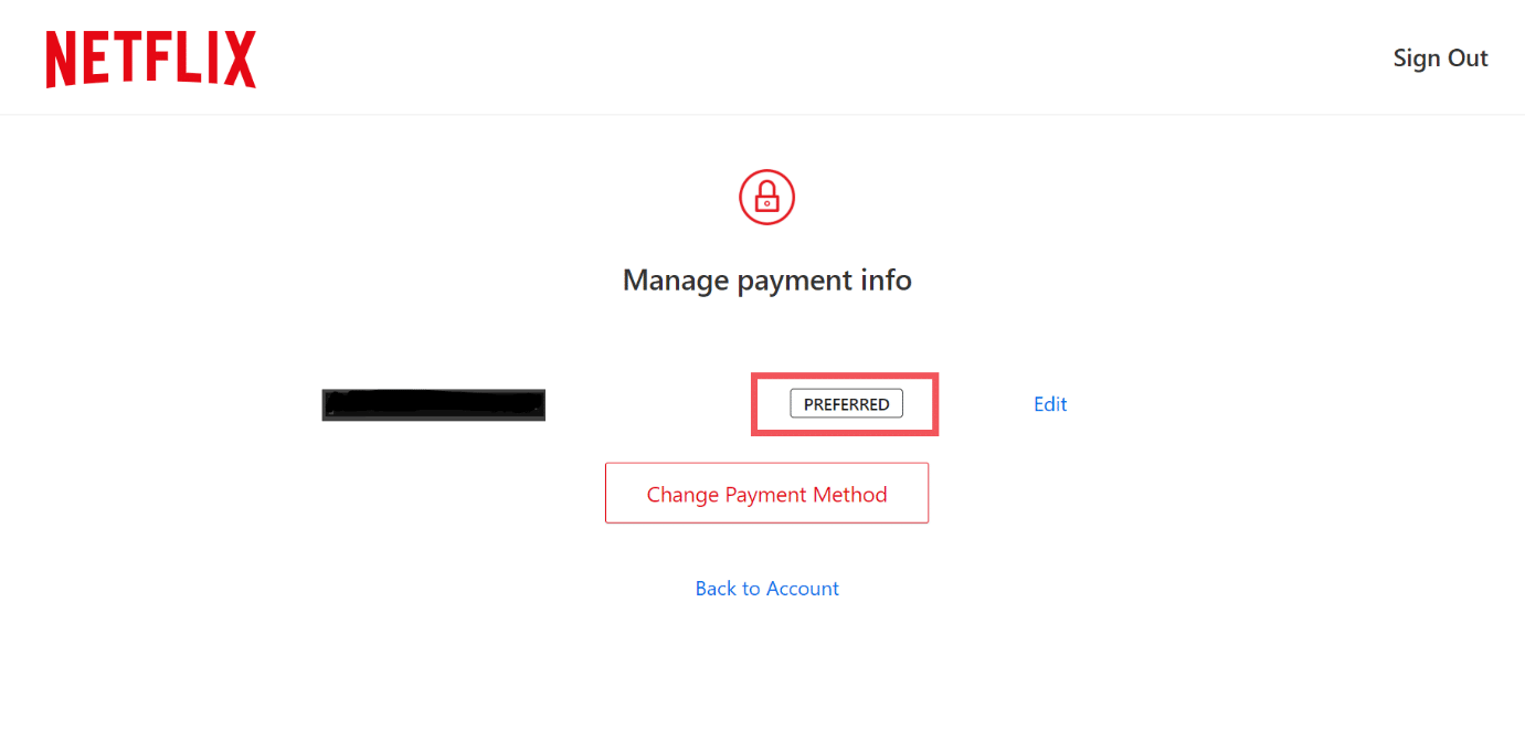 Go back to the Manage Payment Info page and click on Make preferred. 