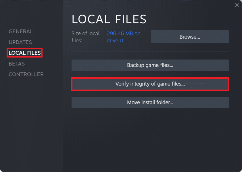 go to LOCAL FILES and select Verify Integrity of game files... in Steam game properties Windows 11