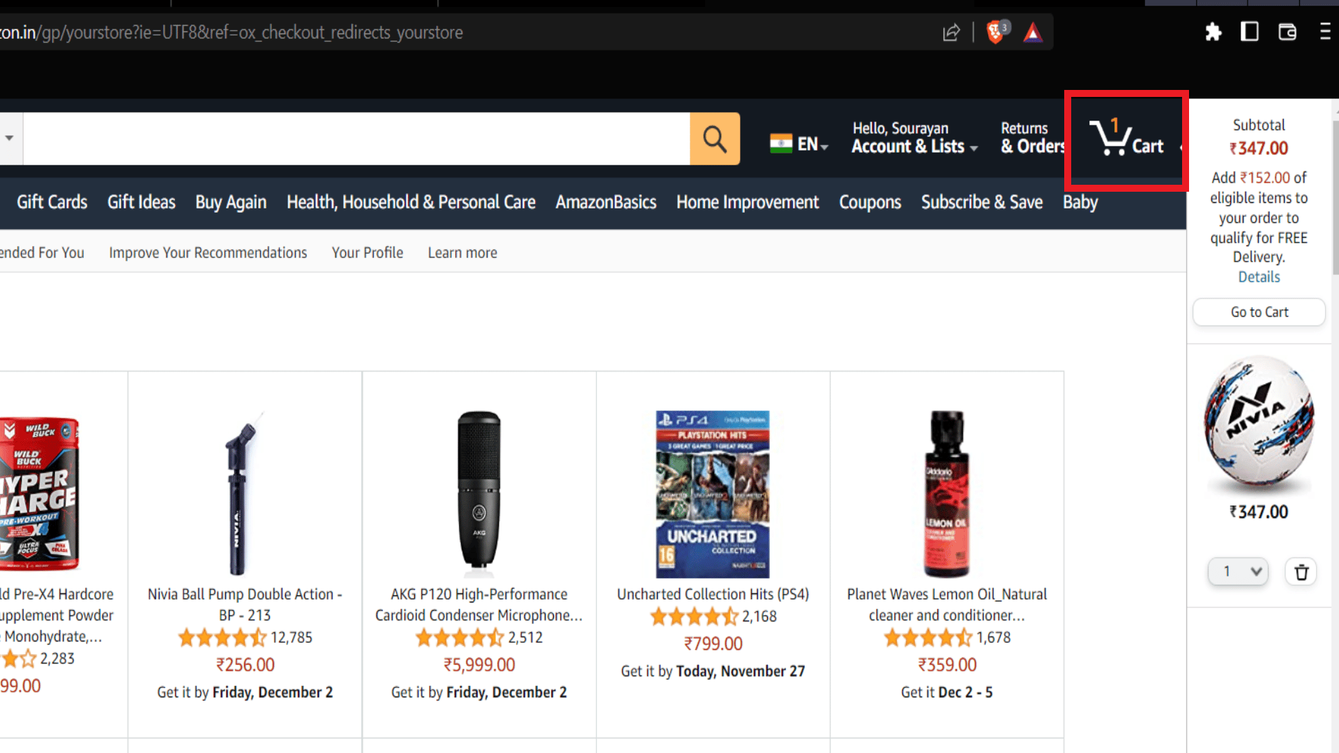 go to amazon cart | Amazon refunding trick