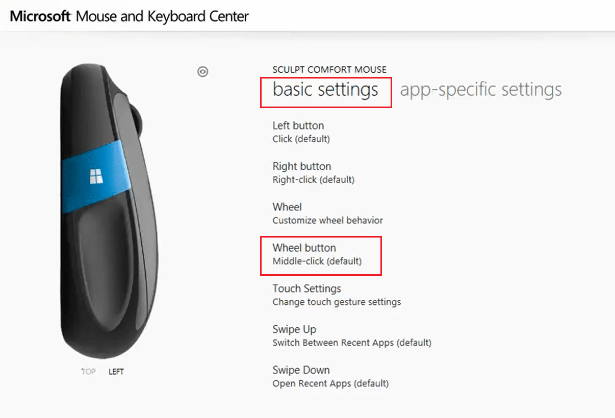 go to basic settings and select wheel button in Microsoft mouse and keyboard center