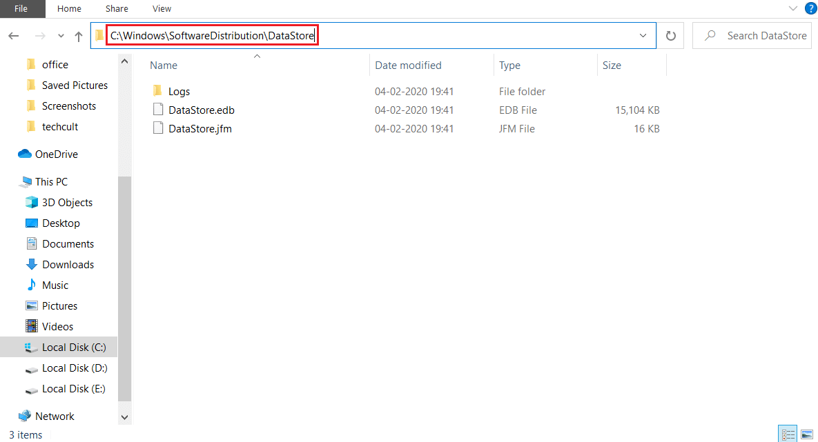 go to software distribution datastore folder location. Fix Error Code 0x80070490 in Windows 10