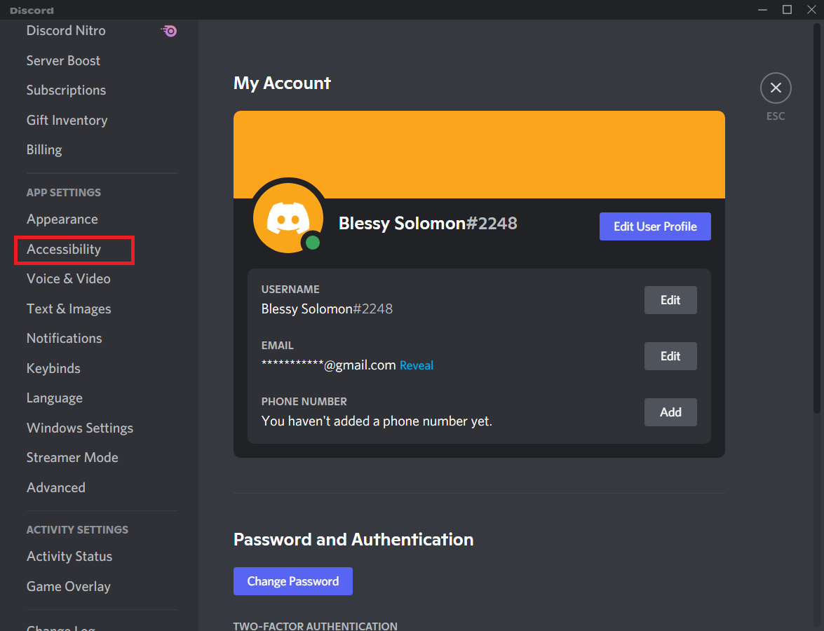 Go to the Accessibility tab. How to Fix Discord Screen Share Lag