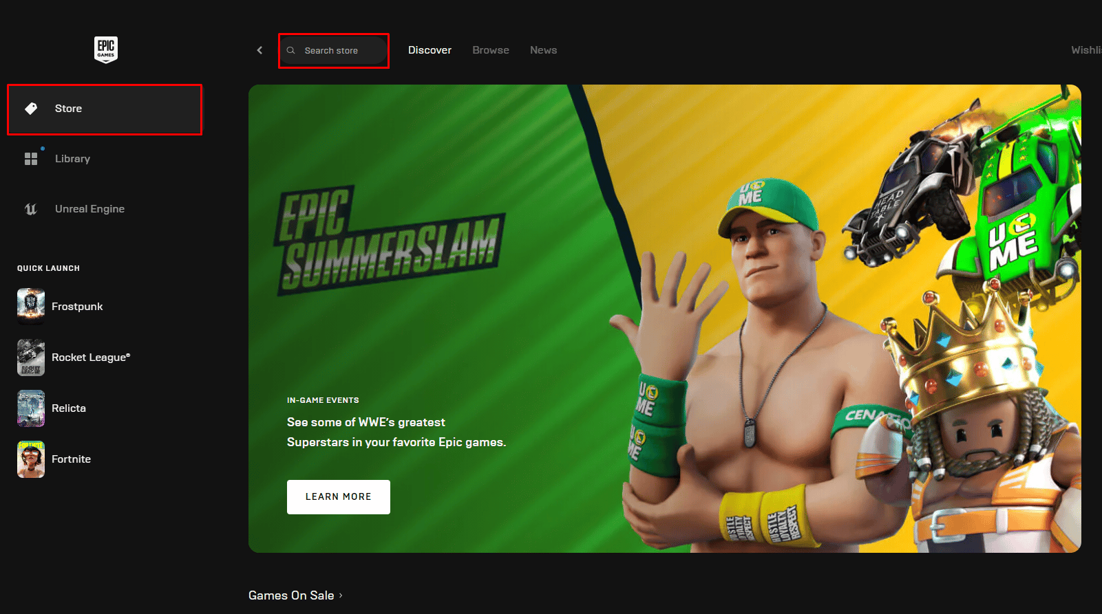 Go to the Epic Games Store and search for Fortnite
