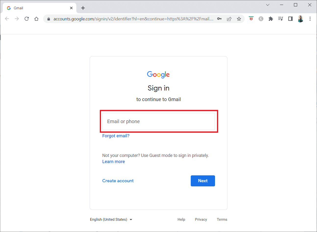 Go to the Gmail website, and log in using your credentials