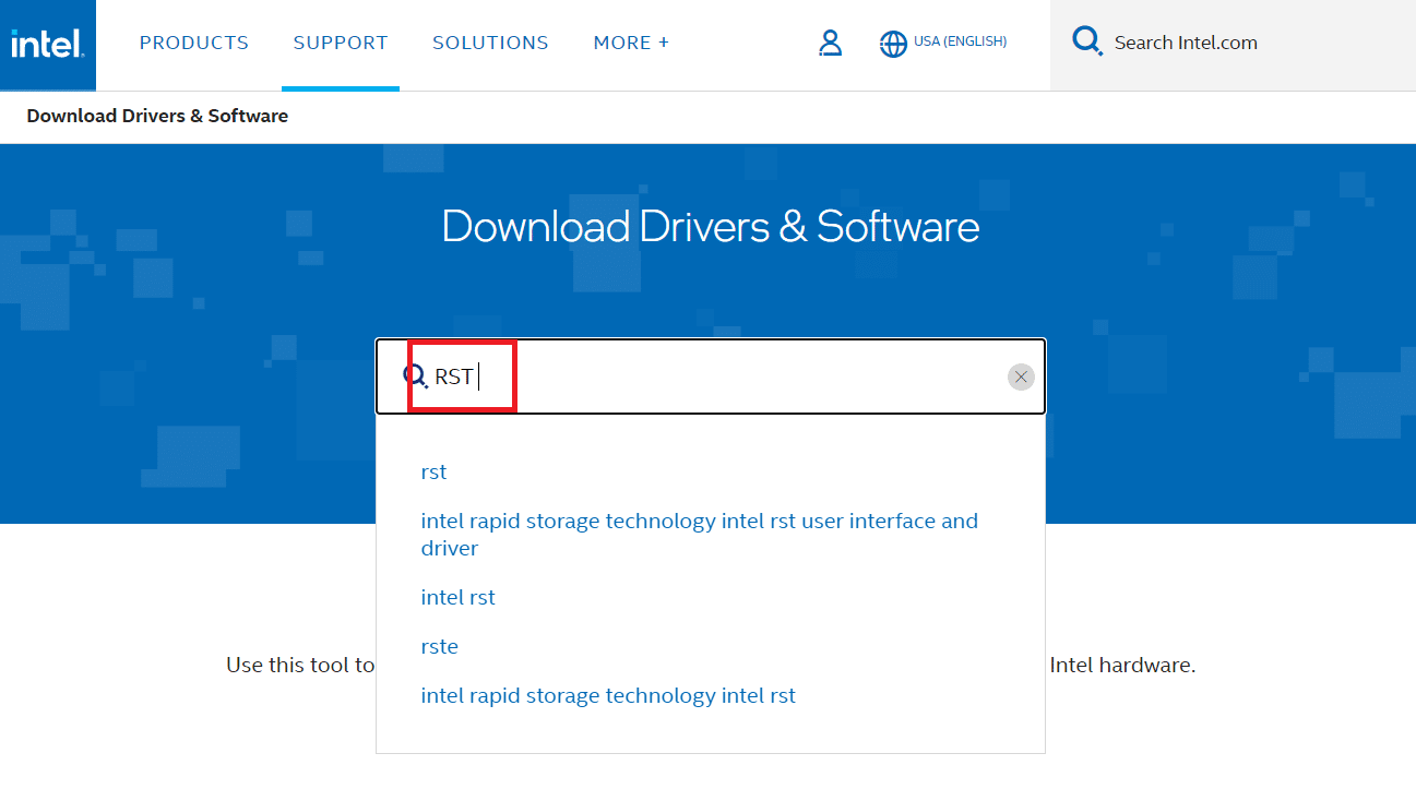 Go to the Intel software download centre and type RST into the search box