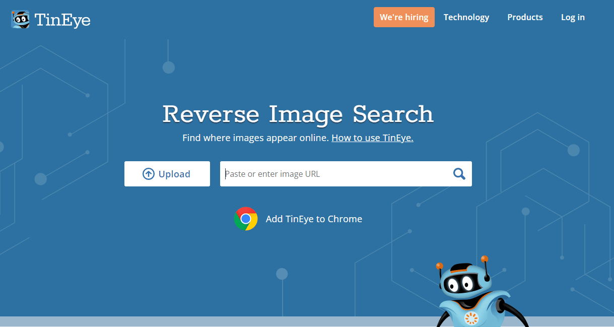 Go to the official website of TinEye | How to Reverse Image Search on Instagram