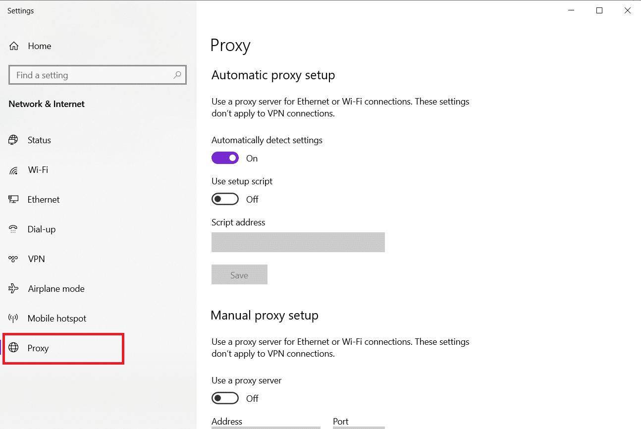 Go to the Proxy tab in the left pane. Fix Windows Error 0 ERROR_SUCCESS