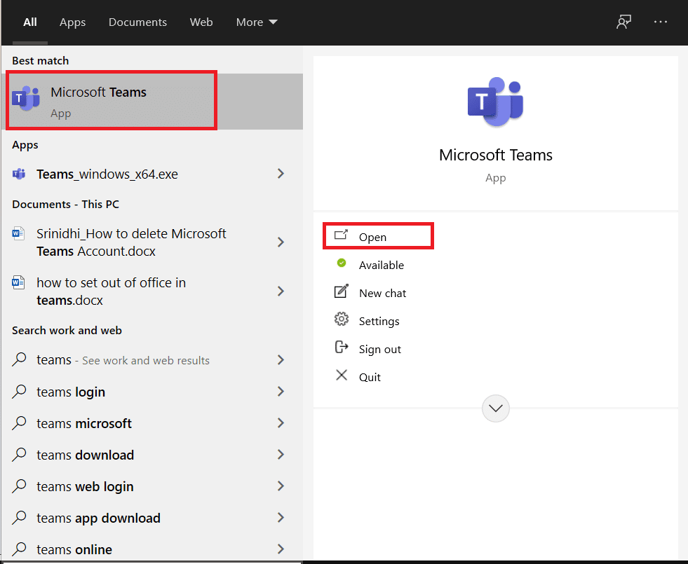 open microsoft teams. How to set working from home out of office message