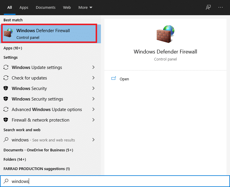 Go to the Start menu and type Windows firewall anywhere and select it | Fixed: Nexus Mod Manager Login Error