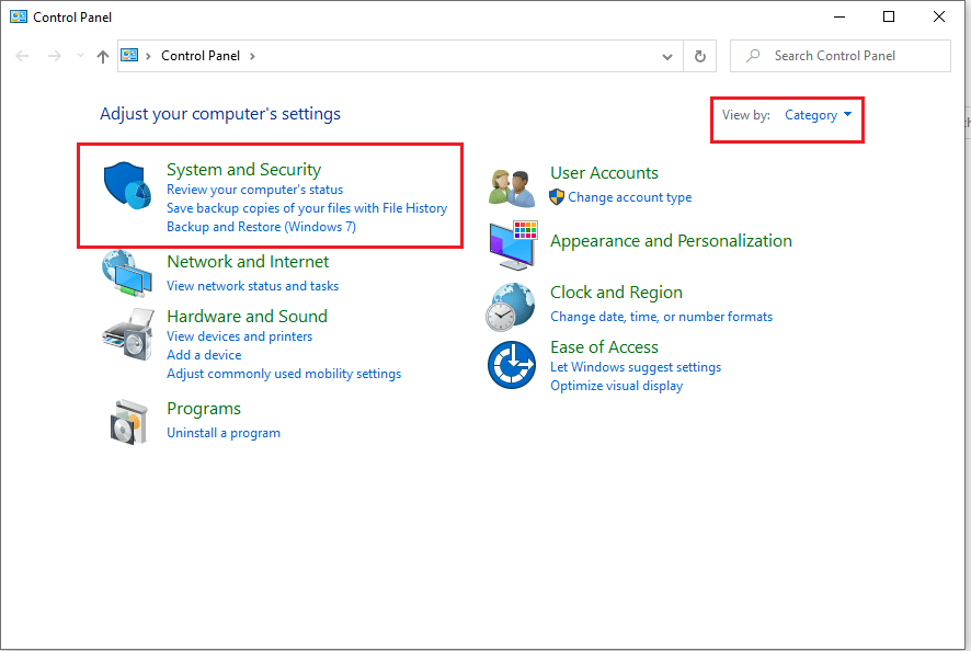 go to the 'system and security' section | 3 Ways to Check if Windows 10 is Activated
