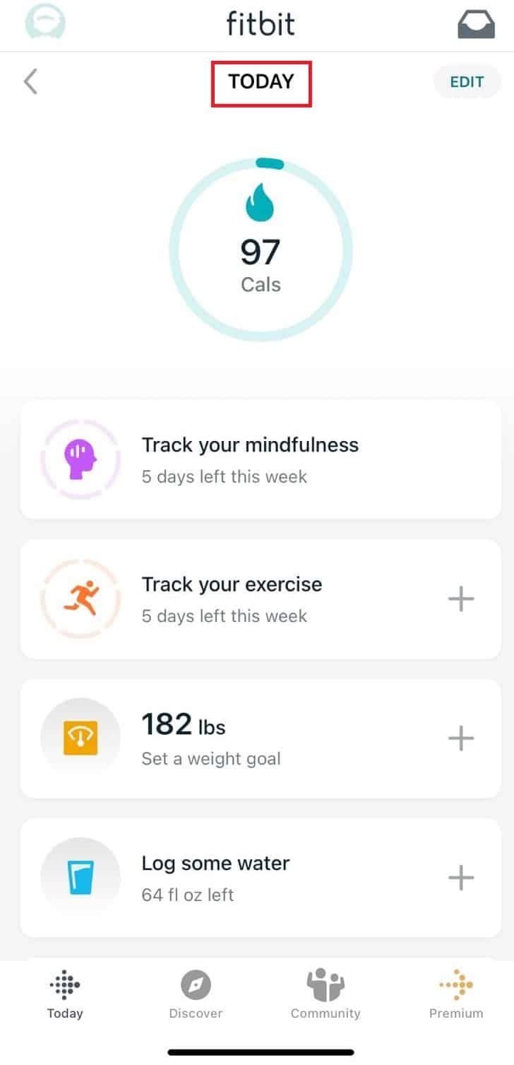 Go to today | your Fitbit says data not cleared sync and try again