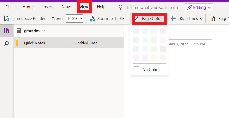 Go to view and change the color of your OneNote. How to Create and Use Templates in OneNote
