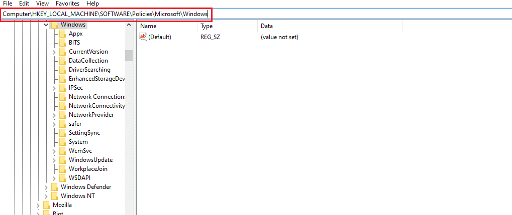 go to windows key folder location path in Registry Editor