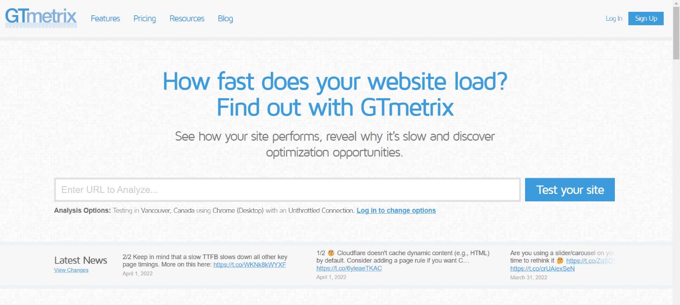GTmetrix. Top 34 Best Web Testing Tool