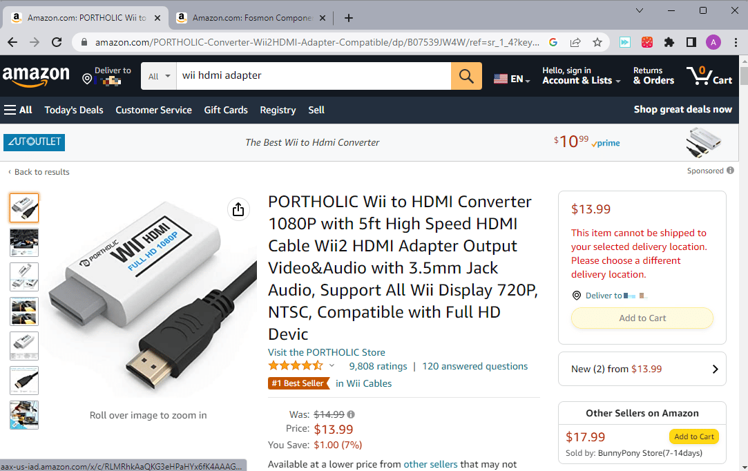 HDMI adapter Amazon webpage | How to Hook Up Wii to Smart TV