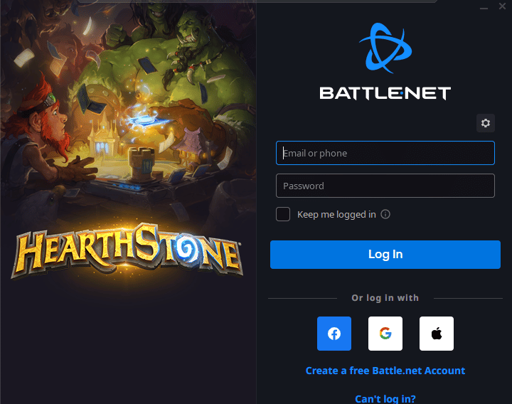 hearthstone login battle.net