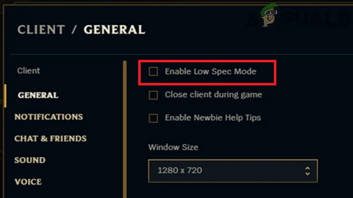 Here, check the box Enable Low Spec Mode and click on Done | Fix League of Legends Frame Drops