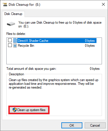 Here, click on Clean up system files