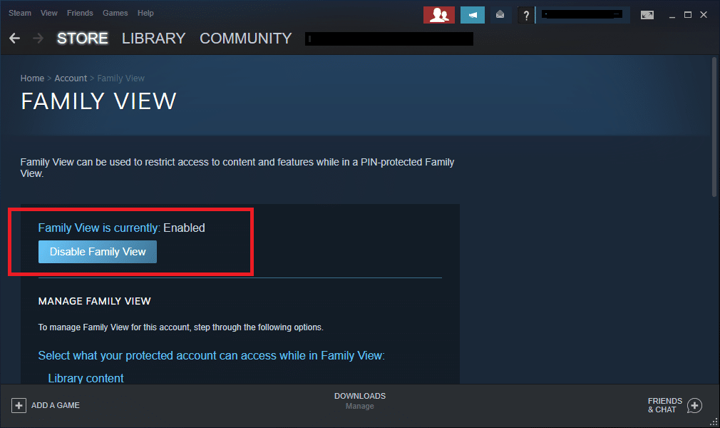 Here, click on Disable Family View option. How to Fix Steam Image Failed to Upload
