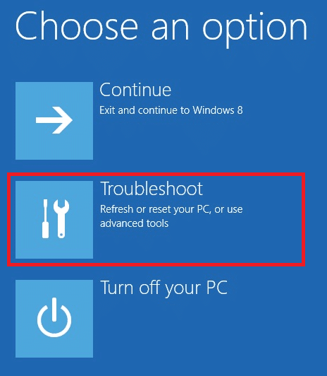 Here, click on Troubleshoot. Fix error 1500 Another Installation is in Progress