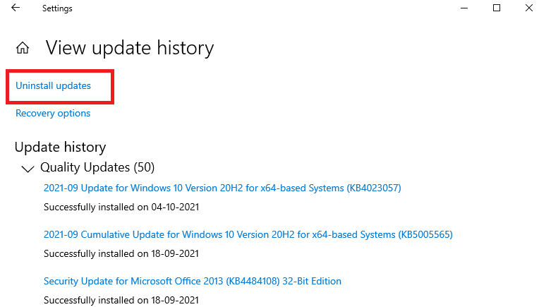 Here, click on Uninstall updates in the next window. Fix Windows 10 Start Menu Search Not Working