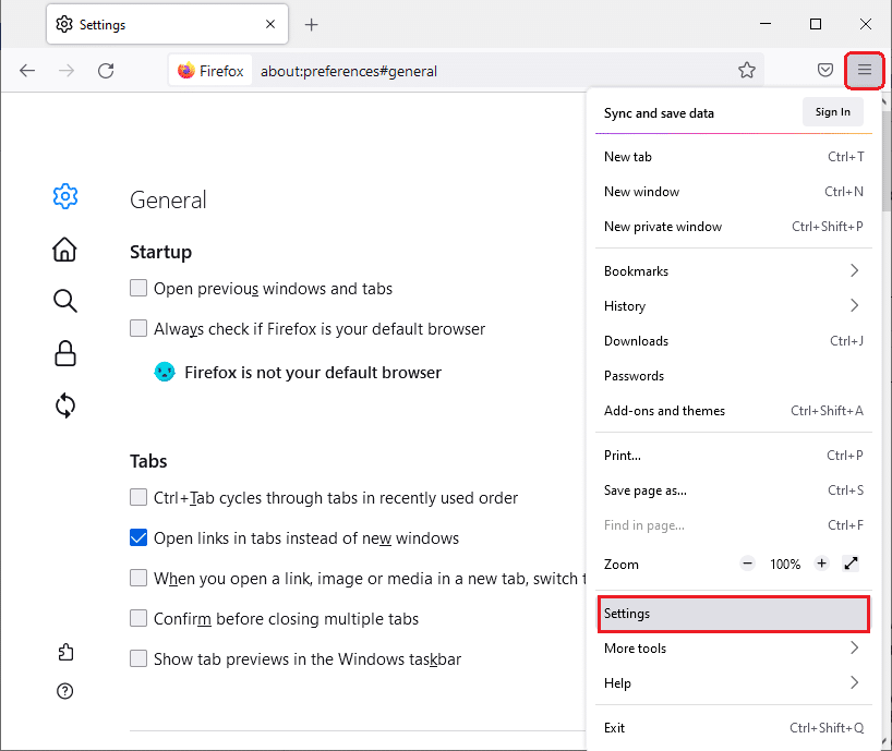 Here, select the Settings option .