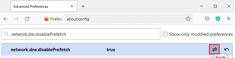 Here, turn the toggle button from False to True. Fix Firefox Connection Reset Error