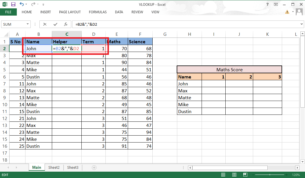 Here, we will be combining the two columns | How to Use VLOOKUP with Multiple Criteria
