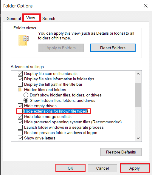 hide-extensions-for-known file types. folder options