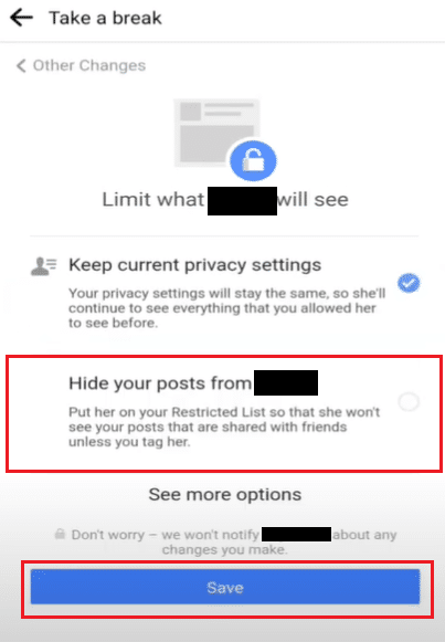 Hide your post from option
