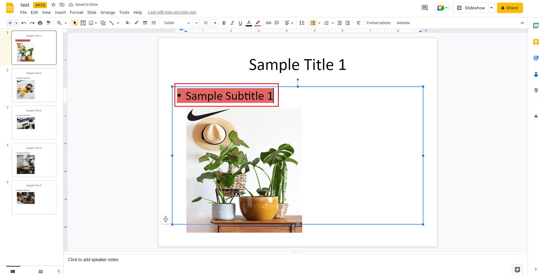 highlighted text in Google Slides