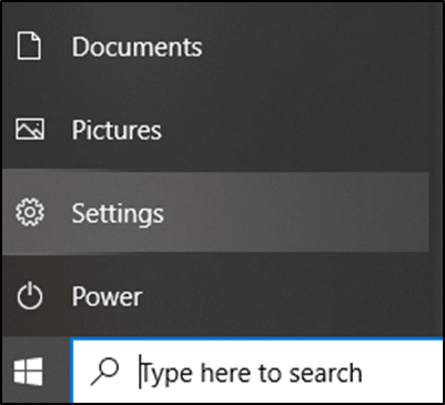 Hit the Windows icon and select the Settings option