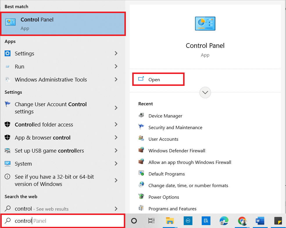 Hit the Windows key and type Control Panel. Then, click on Open. Fix Windows 10 Critical Error Start Menu and Cortana Aren’t Working