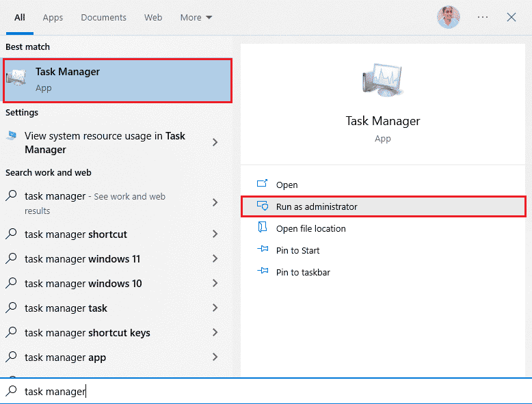 Presione la tecla de Windows y escriba Administrador de tareas