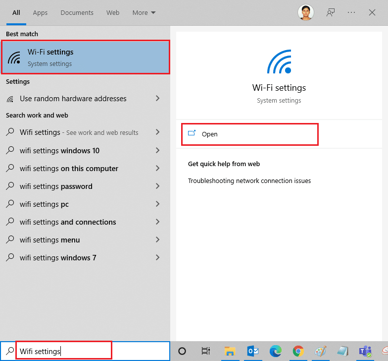 Hit the Windows key and type WiFi settings. Then, click on Open. Fix WiFi Option Not Showing in Windows 10
