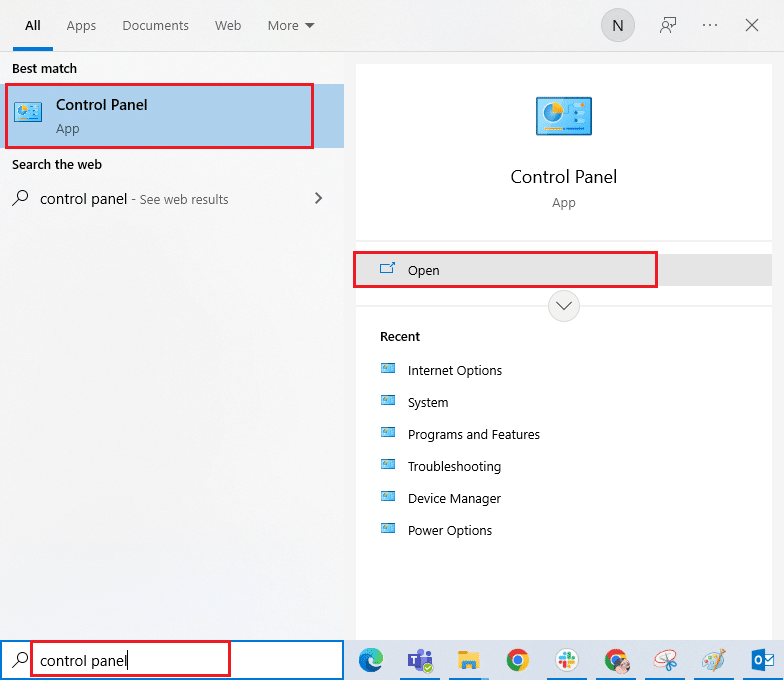 open Control Panel. Fix Outlook Stuck at Loading Profile on Windows 10