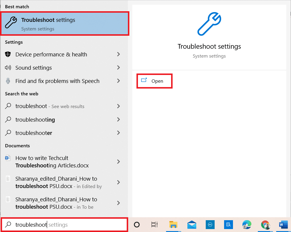 Drücken Sie die Windows-Taste. Geben Sie Fehlerbehebungseinstellungen in die Suchleiste ein und klicken Sie auf Öffnen. Beheben Sie den Windows 10-Fehler 0xc004f075